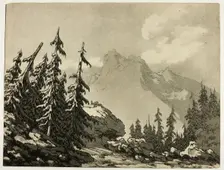 Pine Trees in the Mountains, 1789. Creator: John Robert Cozens
