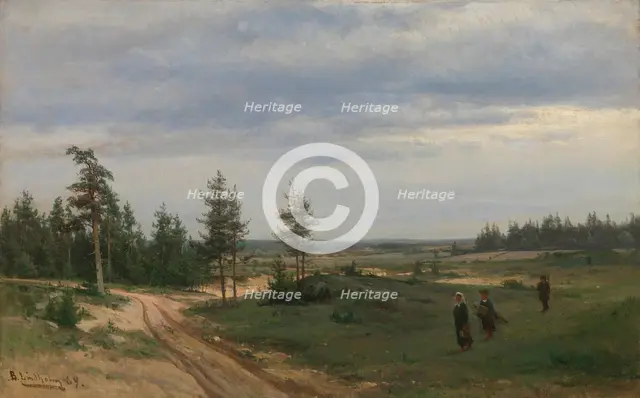 Pine trees in Uusimaa, 1869. Creator: Berndt Lindholm.