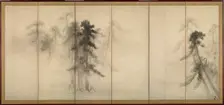 Pine Trees (Right of a pair of six-section folding screens), 16th century. Artist: Hasegawa, Tohaku (1539-1610)