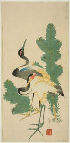 Pine and cranes, Japan, c. 1830/44. Creator: Katsushika Taito