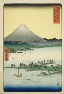 Pine Beach at Miho in Suruga Province (Suruga Miho no matsubara), from the series..., 1858. Creator: Ando Hiroshige