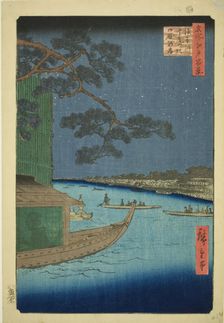 Pine of Success and Oumayagashi, Asakusa River (Asakusagawa shubi no matsu Oumayagashi), f..., 1856. Creator: Ando Hiroshige