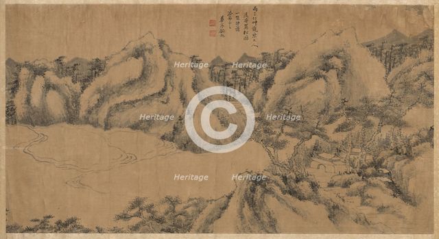 Pine-shaded Monastery on a Cloudy Mountain, late 1700s. Creator: Gu Chao (Chinese, active late 1700s).