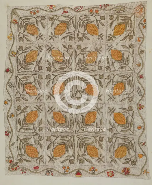 Pineapple Quilt, 1935/1942. Creator: Mildred E Bent.
