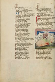 Pinehas Kills Simri and Kosbi; Weltchronik, about 1400-1410. Creator: Unknown