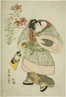 Pinks: nurse and baby, from an untitled series of beauties and flowers, 1812. Creator: Utagawa Toyokuni I