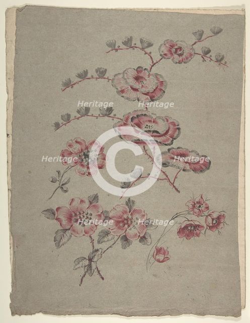 Pink Flower Pattern, 19th century. Creator: Anon.