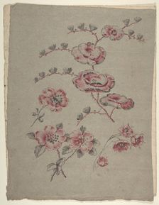 Pink Flower Pattern, 19th century. Creator: Anon