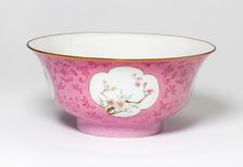 Pink-Ground Famille-Rose Bowl, Qing dynasty (1644-1911). Creator: Unknown