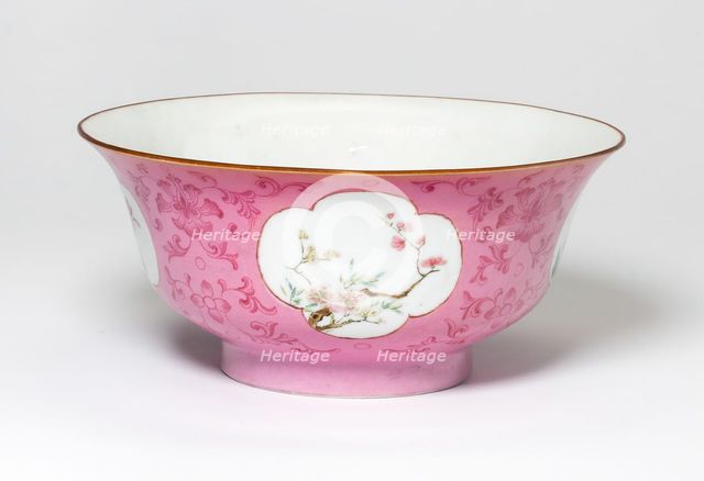 Pink-Ground Famille-Rose Bowl, Qing dynasty (1644-1911). Creator: Unknown.