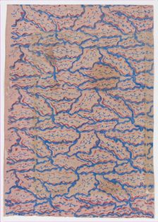 Pink sheet with overall blue abstract pattern, 19th century. Creator: Anon