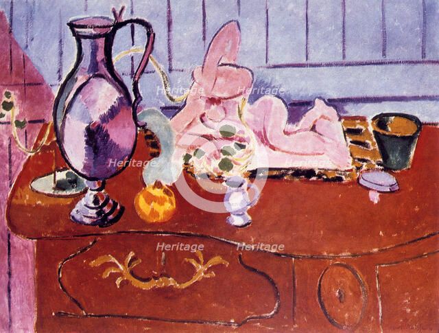 'Pink Statuette and Jug on a Red Chest of Drawers', 1910.   Creator: Henri Matisse.