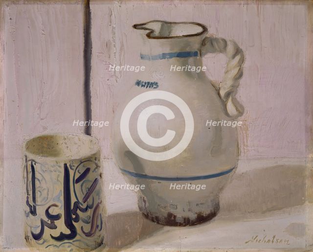 Pink Still Life With Jug, 1935-36. Creator: William Nicholson.