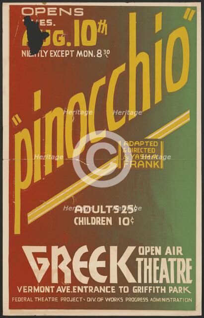 Pinocchio, Los Angeles, 1937. Creator: Unknown.