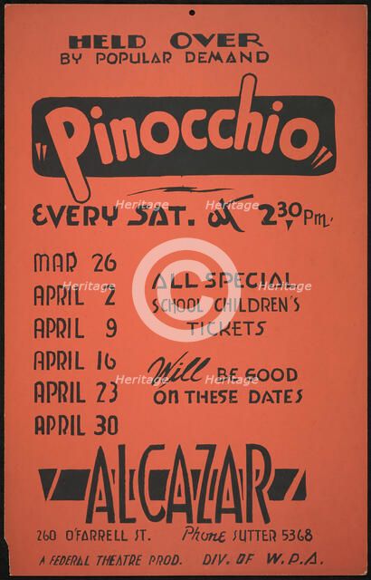 Pinocchio, San Francisco, 1939. Creator: Unknown.