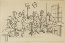 Pinochle: Guards at the Walters Art Gallery, 1953. Creator: Walter Chatelaine