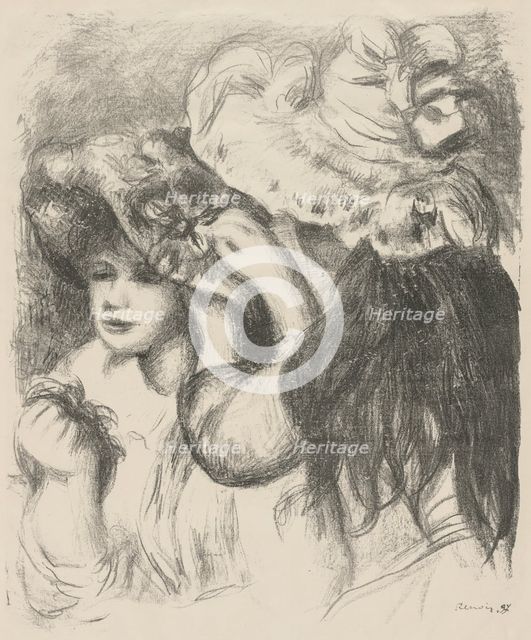 Pinning the Hat, 1897. Creator: Pierre-Auguste Renoir (French, 1841-1919).