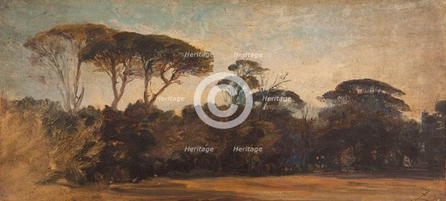 Pins parasols aux environs de Naples, c.1847. Creator: Felix Francois Georges Philibert Ziem.