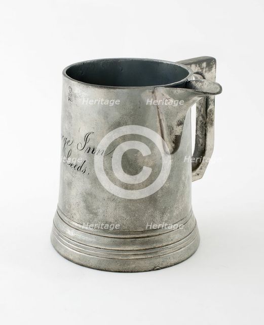 Pint Mug with Spout, England, c. 1840. Creator: Unknown.