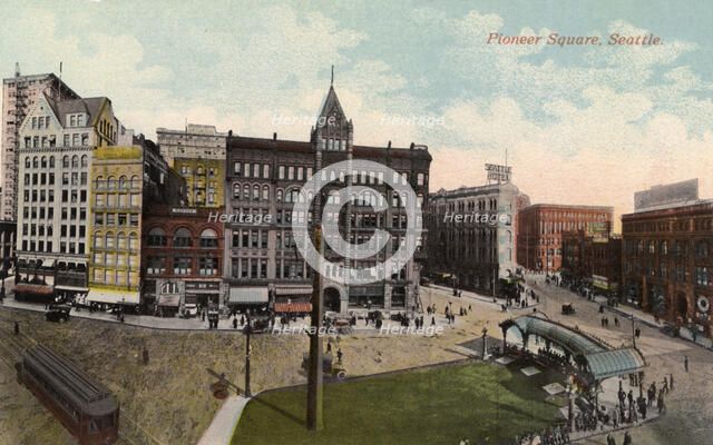 Pioneer Square, Seattle, Washington, USA, 1911. Artist: Unknown