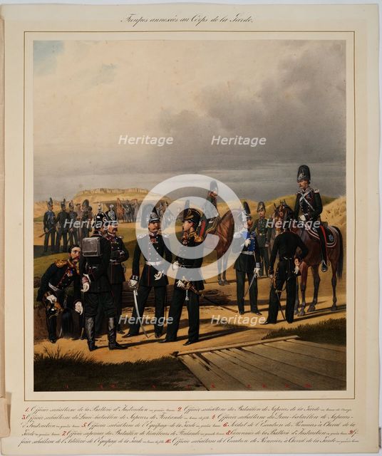 Pioneers of the Imperial Guards Corps, 1867. Artist: Piratsky, Karl Karlovich (1813-1889)