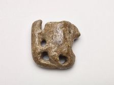 Pipe bowl with human face (outward-directed) and otter figure, 500-1500. Creator: Unknown