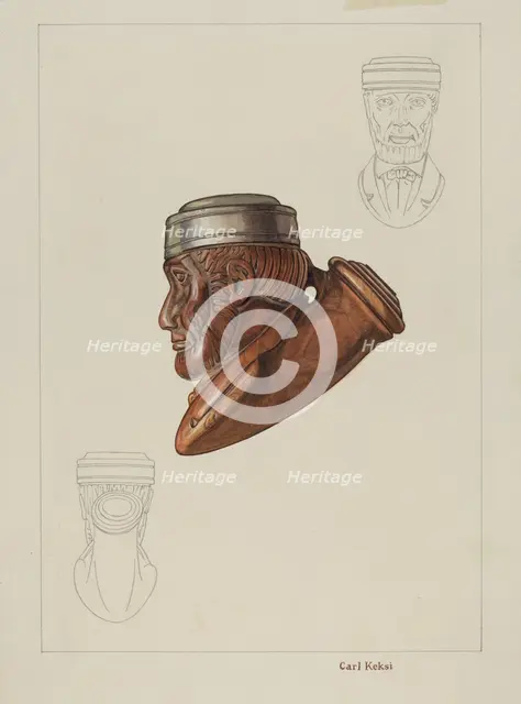 Pipe Head: Lincoln, c. 1937. Creator: Carl Keksi.