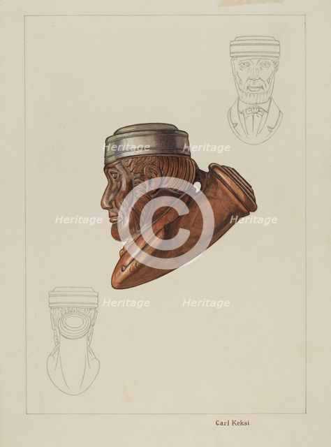 Pipe Head: Lincoln, c. 1937. Creator: Carl Keksi.