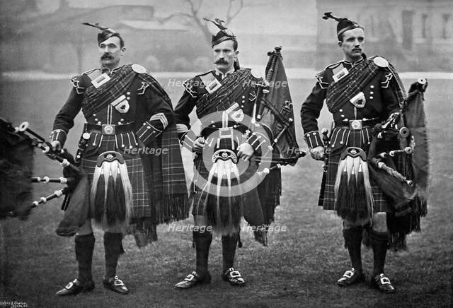Pipers of the 1st Scots Guards, 1896.Artist: Gregory & Co