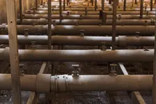 Pipework, Ferrybridge C Power Station, West Yorkshire, 2018. Creator: Steven Baker