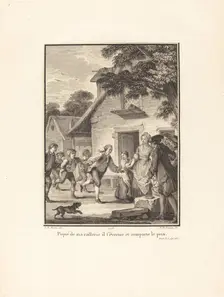 Piqué de ma raillerie, il s'évertue et remporte le prix, 1778. Creator: Nicolas Delaunay