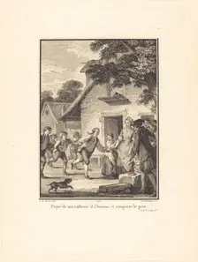Piqué de ma raillerie, il s'évertue et remporte le prix, 1778. Creator: Nicolas Delaunay