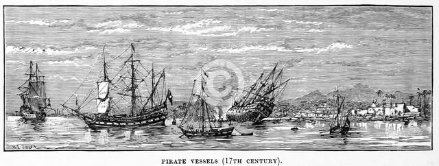 Pirate Vessels (17th century), 1882.  Creator: Henry Spernon Tozer.