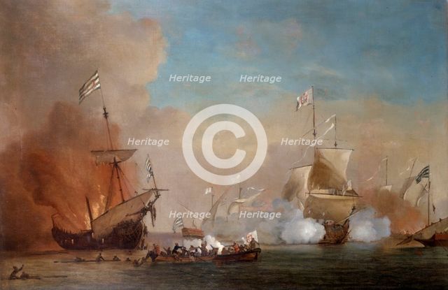 'Pirates Attacking a British Navy Ship', 17th century.  Artist: Willem van de Velde the Younger