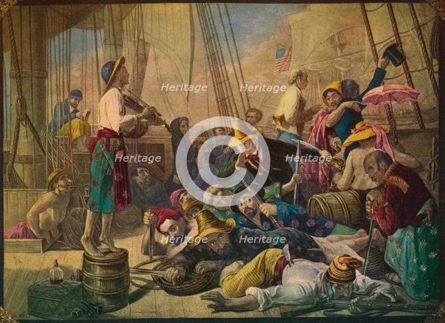 'Pirates Decoying an American Ship', c1880. Artist: Unknown.