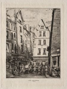 Pirouette Street, near the Markets, Paris, 1860. Creator: Charles Meryon (French, 1821-1868)
