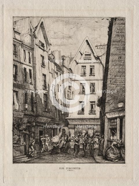 Pirouette Street, near the Markets, Paris, 1860. Creator: Charles Meryon (French, 1821-1868).