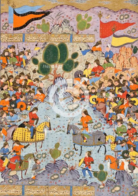 Piruz advises Nushzad not to rebel against Anushirvan (image 1 of 5), c1560. Creator: Unknown.