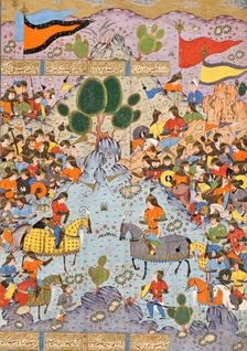 Piruz advises Nushzad not to rebel against Anushirvan (image 1 of 5), c1560. Creator: Unknown