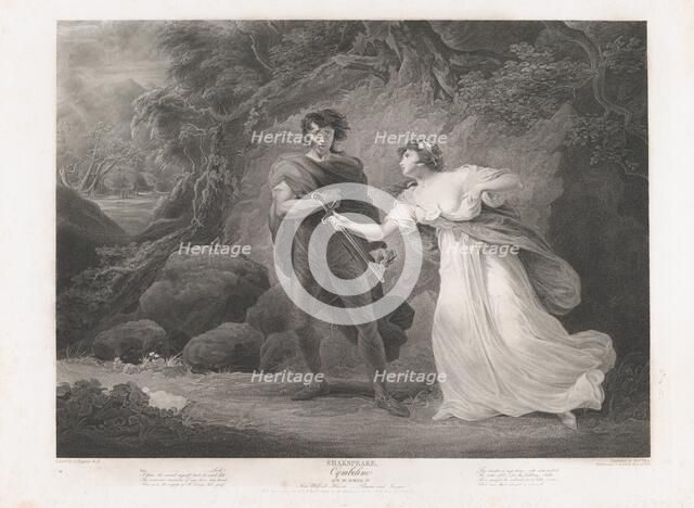 Pisanio and Imogen (Shakespeare, Cymbeline, Act 3, Scene 4)..., first published 1801; reissued 1852. Creator: Robert Thew.