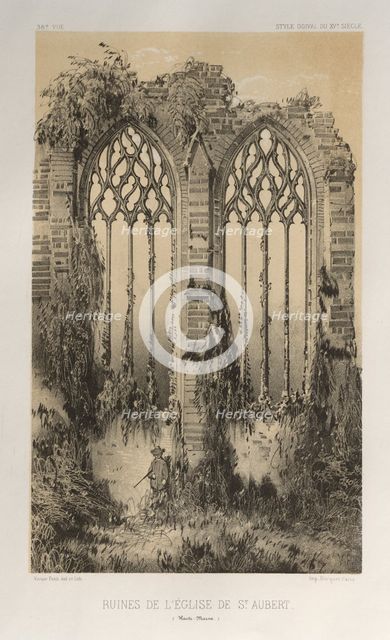 ...Pl. 38, Ruines De LÉglise De St. Aubert (Haute-Marne), 1860. Creator: Victor Petit (French, 1817-1874).