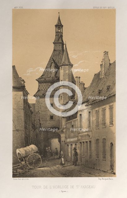 ...Pl. 42, Tour De LHorloge De St. Fargeau (Yonne), 1860. Creator: Victor Petit (French, 1817-1874).