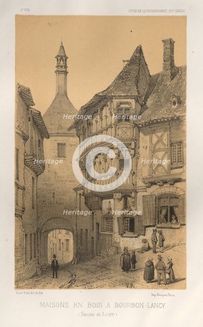 ...Pl. 5, Maison en Bois a Bourbon-Lancy (Saone Et Loire), 1860. Creator: Victor Petit (French, 1817-1874).