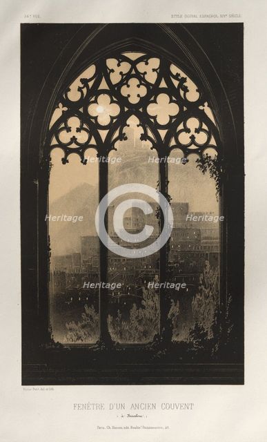 ...Pl. 54, Fenêtre Dun Ancien Couvent (à Barcelone), 1860. Creator: Victor Petit (French, 1817-1874).