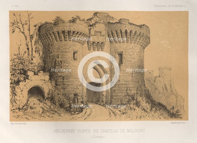 ...Pl.6, Ancienne Porte Du Chateau De Malmort (Correze), 1860. Creator: Victor Petit (French, 1817-1874).