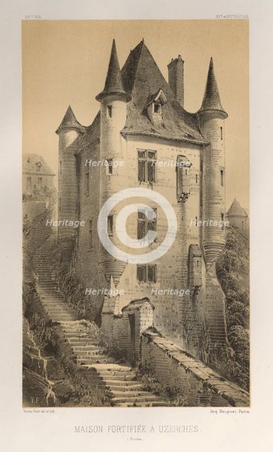 ...Pl. 60, Maison Fortifiée À Uzerches (Corrère), 1860. Creator: Victor Petit (French, 1817-1874).