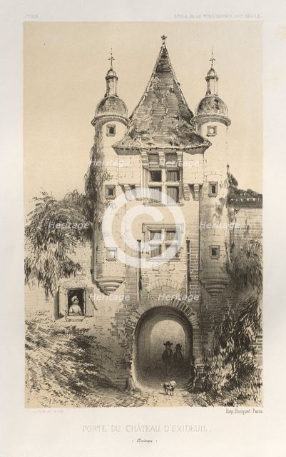 ...Pl.7, Porte du Chateau dExideuil (Dordogne), 1860. Creator: Victor Petit (French, 1817-1874).