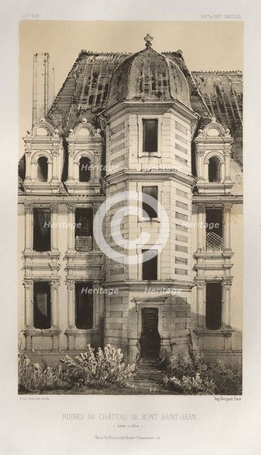 ...Pl. 71, Ruines Du Château De Mont-Saint-Jean (Saône et Loire), 1860. Creator: Victor Petit (French, 1817-1874).
