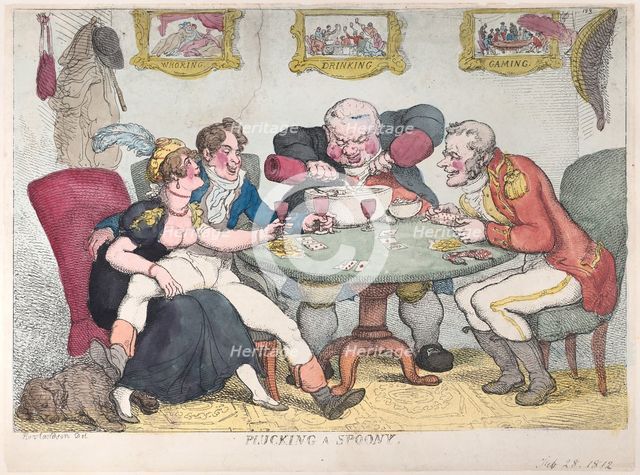 Plucking a Spoony, February 28, 1812., February 28, 1812. Creator: Thomas Rowlandson.