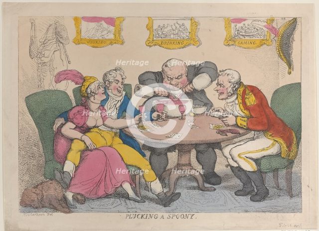 Plucking a Spoony, February 28, 1812., February 28, 1812. Creator: Thomas Rowlandson.